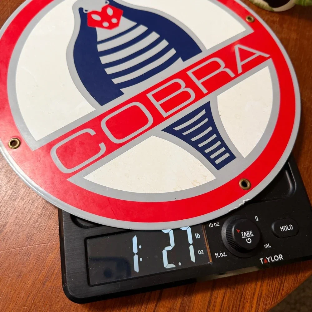 Shelby Cobra Round Metal Sign Red White Blue 12 Inch Garage Wall Decor Racing